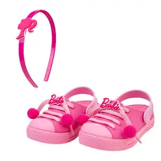 Sandália Infantil Menina Babuche Rosa com Tiara | Confortável, Antiderrapante e Leve