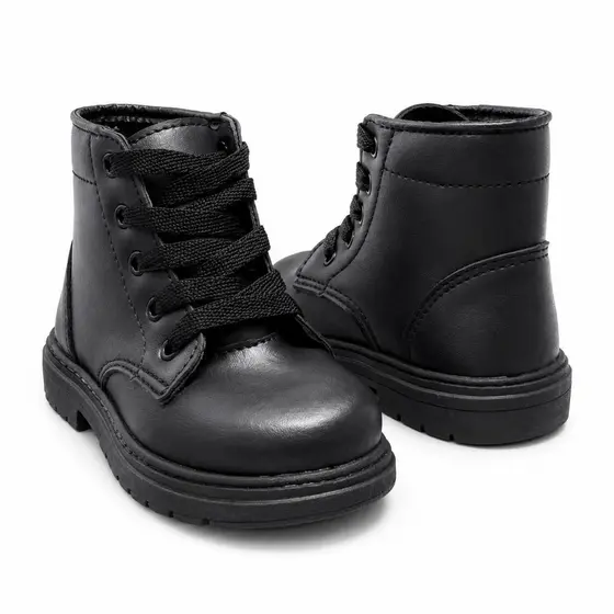 Bota Infantil Menina Coturno Preto Forrado