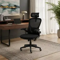 Cadeira de Escritório Ergonômica Giratória Office Presidente com Tela Mesh Preta
