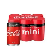 Pack Refrigerante Sem Açúcar Coca-cola Mini Lata 6 Unidades 220ml Cada