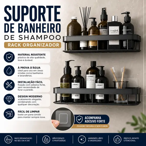 1/2 Peças Suporte De Banheiro De Shampoo Rack Organizador Alta Qualidade Prateleiras Sem Furo