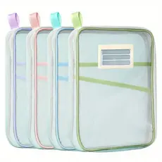Pasta Arquivo Transparente Com Zíper E Divisórias De Malha Nylon Boa Capacidade Portátil