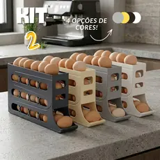 Porta Ovos Suporte 4 Andares Auto Rolante Para até 30 Ovos Armazenador e Organizador de Geladeira