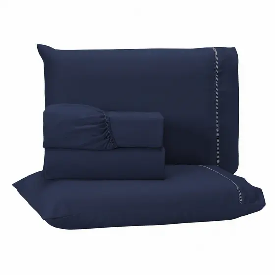 Jogo de Cama Lençol 3/4 Peças 400 Fios Extra Macio Detalhe Ponto Palito Solteiro Casal Queen King