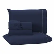 Jogo de Cama Lençol 3/4 Peças 400 Fios Extra Macio Detalhe Ponto Palito Solteiro Casal Queen King