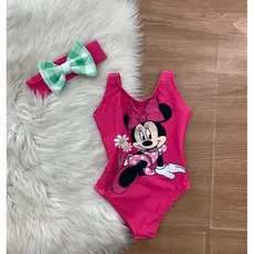 Maiô de Menina Body Personagem Infantil Bebê Biquini Criança Tiara