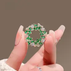 Anel de folha verde pequeno broche fixo roupas pino broche feminino requintado colar Anti-reflexo fivela acessórios