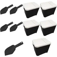 Kit 5 Canister Armazenador de Ração Cachorro Gato 15Kg 5 Pá Dosadora Furacão Pet Anti Formiga Preto.