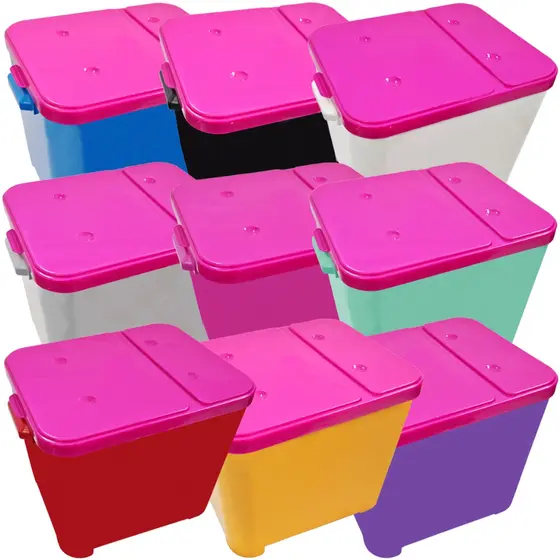 Container Porta Ração Canister Plástico com Tampa Rosa Protege Conserva Furacão Pet 15 Kg