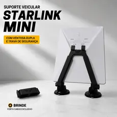 Suporte Veicular Starlink Mini Painel 2 Ventosas Trava EVA Anti-Risco Anti-Multa + Porta Cabos de Brinde - DG SHOP