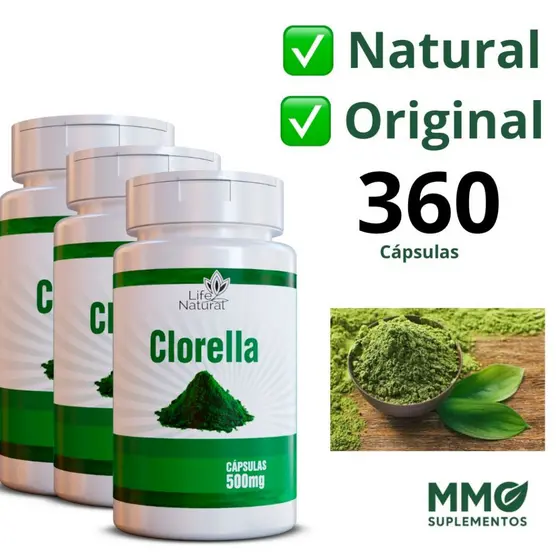 Suplemento Chlorella Original - Clorella Pura Natural Cápsulas 500mg