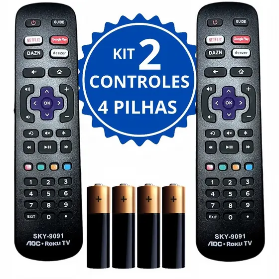 Kit Controle Remoto Tv Roku Ln1107 Com Pilhas