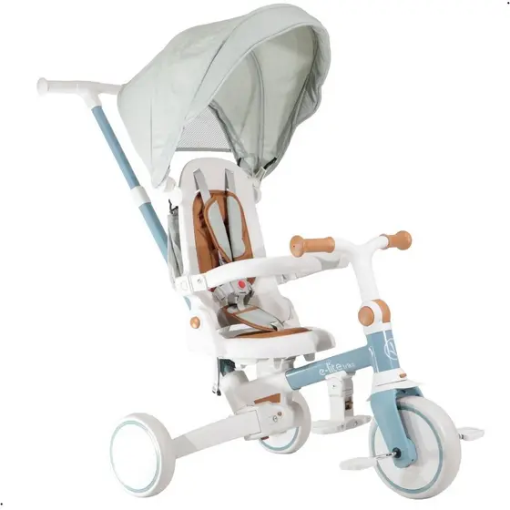 Triciclo Infantil Com Empurrador Haste Pedal Capota Multifuncional 5 em 1 Bicicleta de Equilíbrio Premium Baby