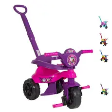 Triciclo Infantil com Empurrador Haste Pedal Patrulha Passeio Kendy 2 em 1