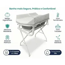 Banheira para Bebe com Trocador Suporte Dobrável e Termometro