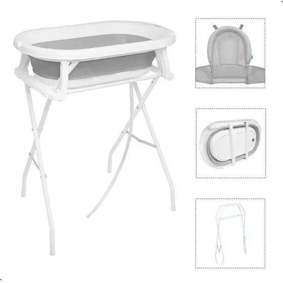 Banheira de Bebe com Suporte Dobravel Com Rede de apoio Protecao Banho