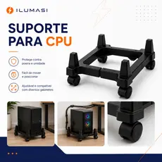 Carrinho Suporte CPU Computador Gabinete Nobreak Gamer Estabilizador Com Rodinhas Rodizio Ajustável