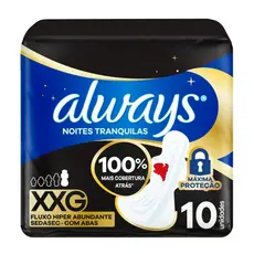 Absorvente Always Noites Tranquilas Seca XXG Com Abas 10 unidades