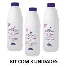 Kit C/3 Removedor de Esmalte á Base de Acetona Donna 500ml