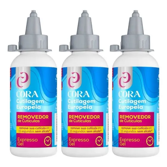 Kit C/3 Removedor de Cutículas Kinq Cora Cutilagem Europeia Expresso Gel 100ml