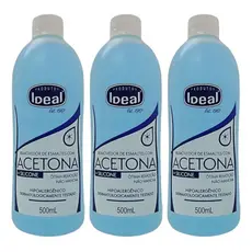 Kit C/3 Removedor de Esmaltes com Acetona Ideal 500ml