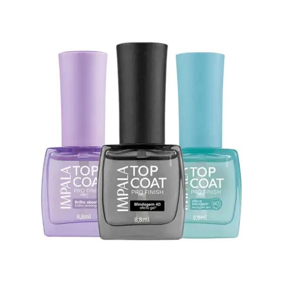 Coleção Impala Top Coat Pro Finish - Efeito Gel - Ultra Secagem - Brilho Absoluto