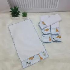 Kit 6 unidades Toalha de Ombro Babete Coleção Safari Menina Menino 100% Polister Tecido Felpudo