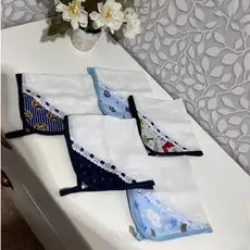5 Fraldinhas de Boca Para Bebê Com Porta Chupetas De Alça Menino Cores e Estampas Variadas