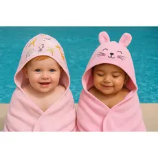 Kit com 2 Toalhas de Banho Bebe Menina Menino Forrada Com Fralda e Capuz Bordado100% Algodao