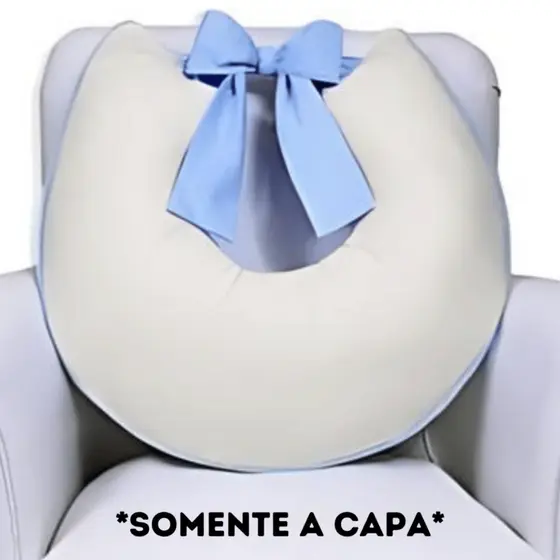 Capa De Almofada Amamentaçao 100% Algodao Branca E Palha Com Laço