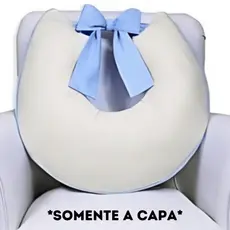 Capa De Almofada Amamentaçao 100% Algodao Branca E Palha Com Laço