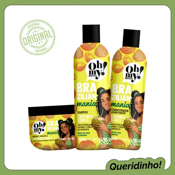 Shampoo Condic Hidratacao Brilho Coconut Curls Oh My 300ml