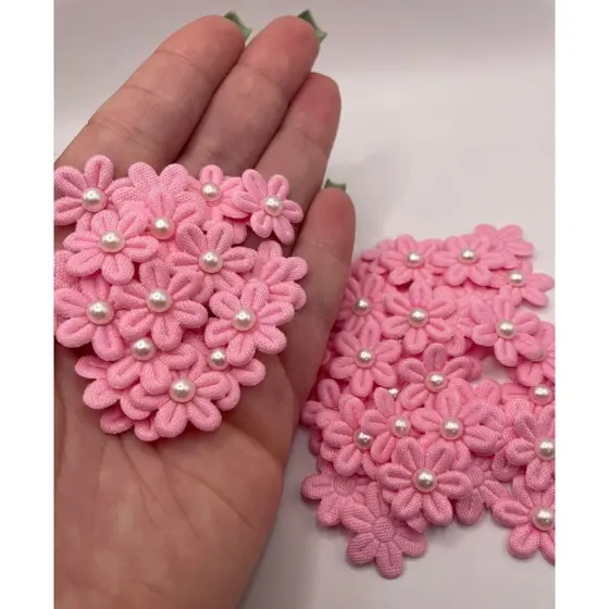 Flor Florzinha Prensada + Pérola 2x2cm - 1000 und.(Clique e verifique as cores disponíveis)