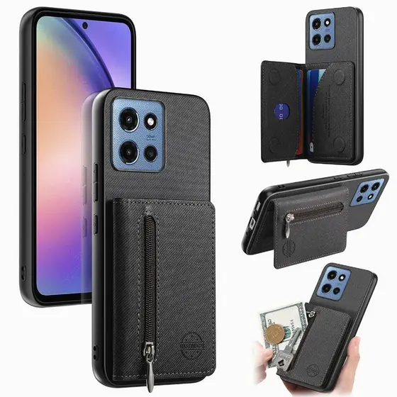 Nova Embalagem Para Motorola Moto Edge 60 Fusion/50 Ultra/Pro/40 NEO Caso Com Zíper Carteira Slot Cartão De Crédito