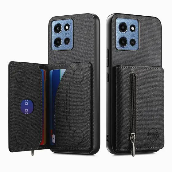 Nova Embalagem Para Motorola Moto G86/G56/G06/G85/G75/G55/G45/G35/G15/G05 Caso Com Zíper Carteira Slot Cartão De Crédito