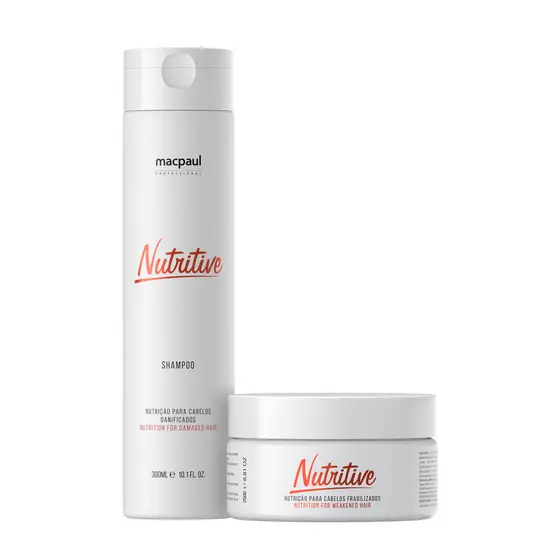 Kit Shampoo e Máscara Capilar com extrato de mamão Nutritive - Macpaul professional