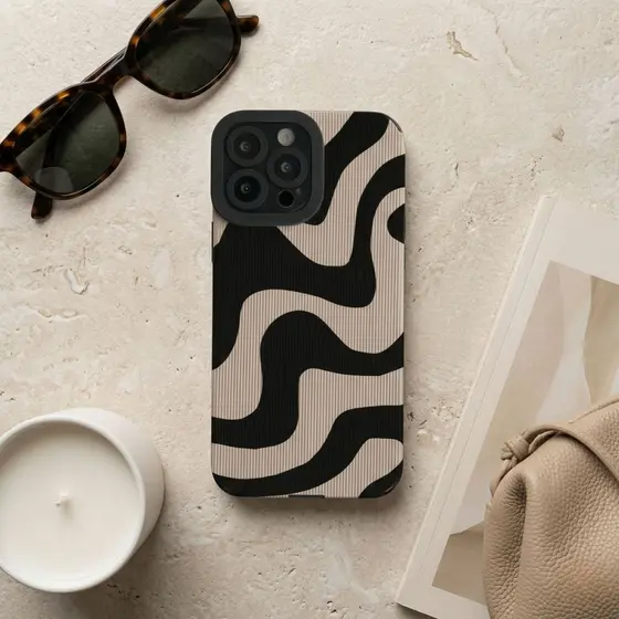 Capinha iPhone Zebra Waves Estilo Aesthetic Minimalista e Elegante Capinha Com Proteção na Câmera Iphone 11 Iphone 12