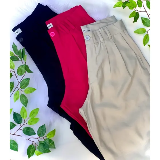 calça feminina pantalona alfaiataria com elastico nas costas PP ao G2