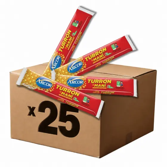 Doce Torrone Turron Arcor 25G Caixa 25 Unidades Amendoim