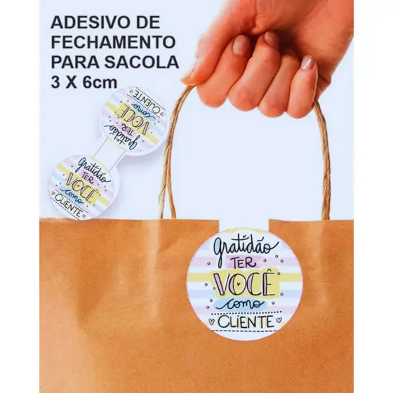 Adesivo Gratidão Lacre Fecha Sacola
