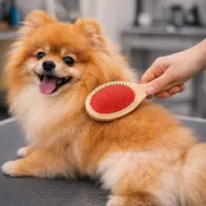 Escova Pet Sem Bolinha Cachorro Pelo Longo 5x8 cm De Madeira