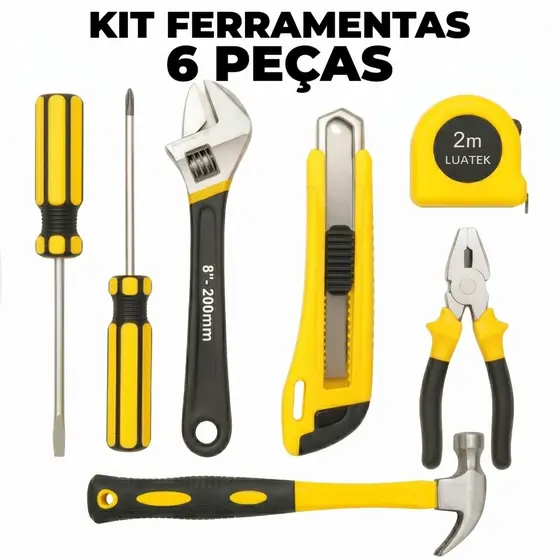Kit Ferramentas 6 Peças para Manutenção com Alicate, Estilete e Chaves