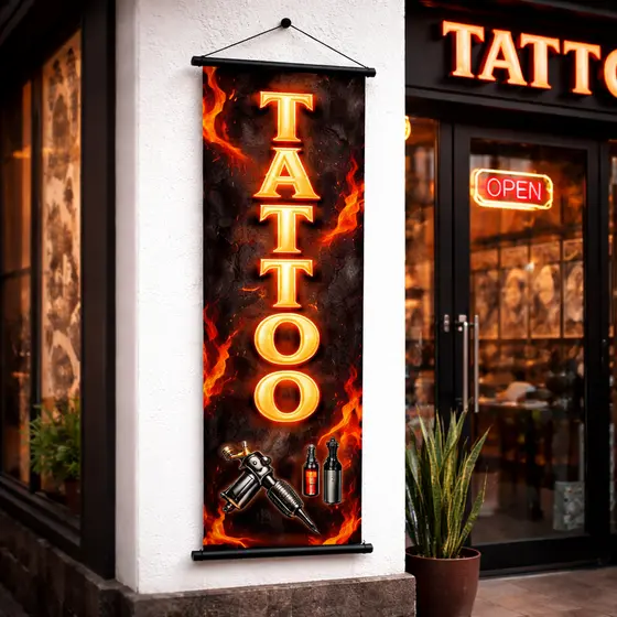 Banner TATTOO 1,00x0,30cm Tatuador Tatuagem MOD. 03