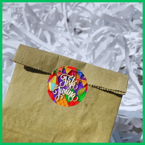 Kit 200 Adesivos Redondos Festa Junina Arraia 4x4 cm