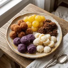 Mix de Abóbora pingada, Cocadas, Batatas roxa e amarela