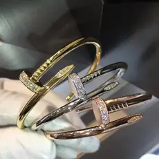 Bracelete Pulseira Prego Virginia Aço Inoxidavel Prata Dourado