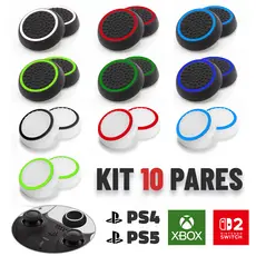 10 Pares 20 Unidades De Grip Borracha de Silicone Para Analógicos de Controles de PS5, PS4, Xbox Series, One e 360