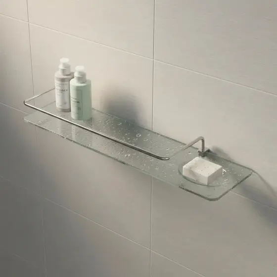 Porta Shampoo Com Saboneteira - Vidro - 40x10 8mm