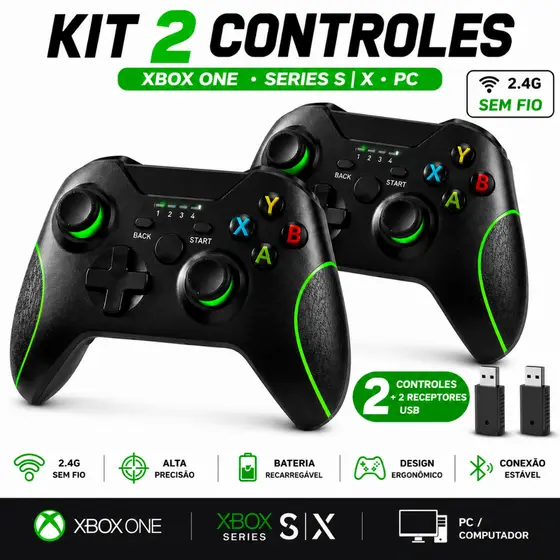 Kit 2 Controles Sem Fio Compativel Com Xbox Series S/x One pc