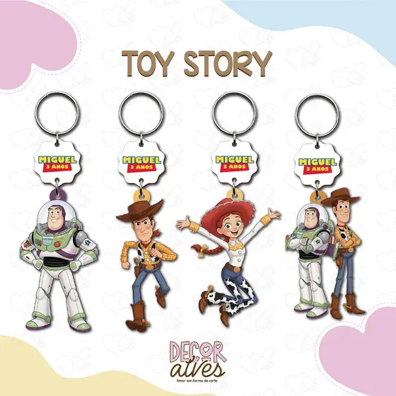 Toy Story Personagens - Chaveiro Personalizado MDF brilhoso Lembrancinha infantil